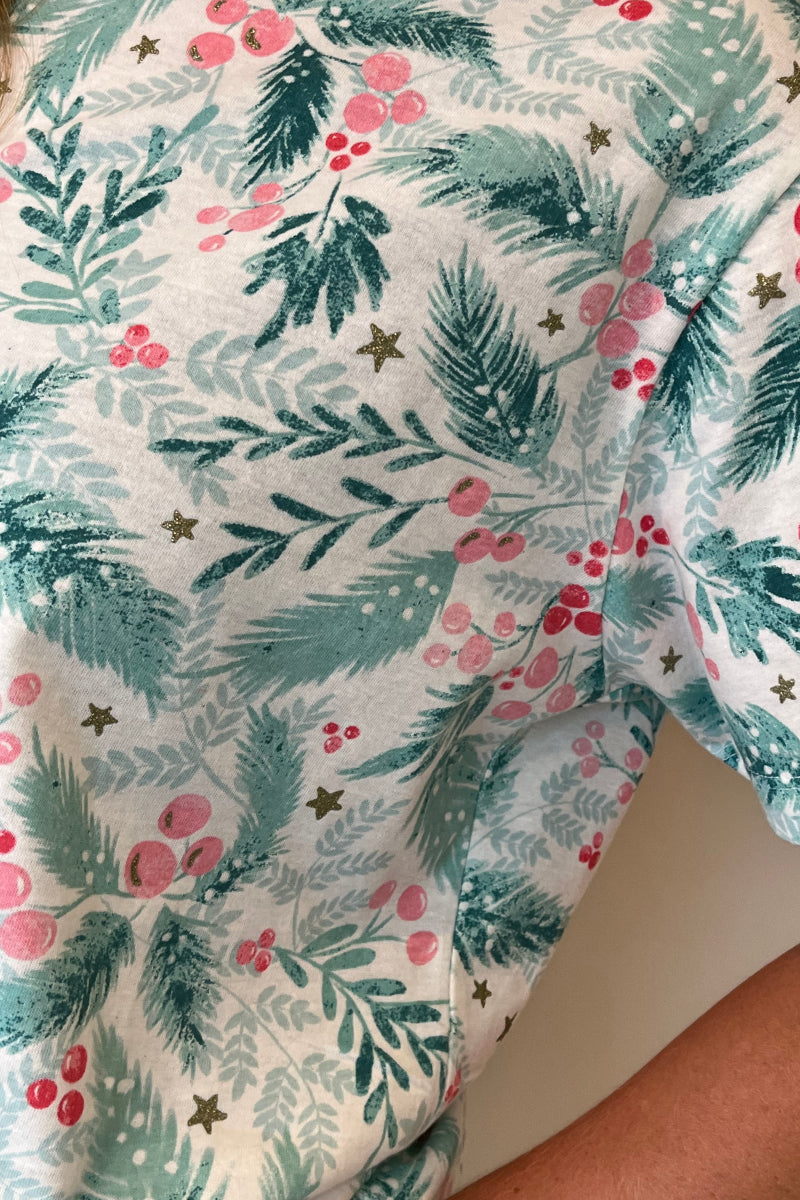 Christmas Ladies 100% Cotton Holly Print Pyjamas