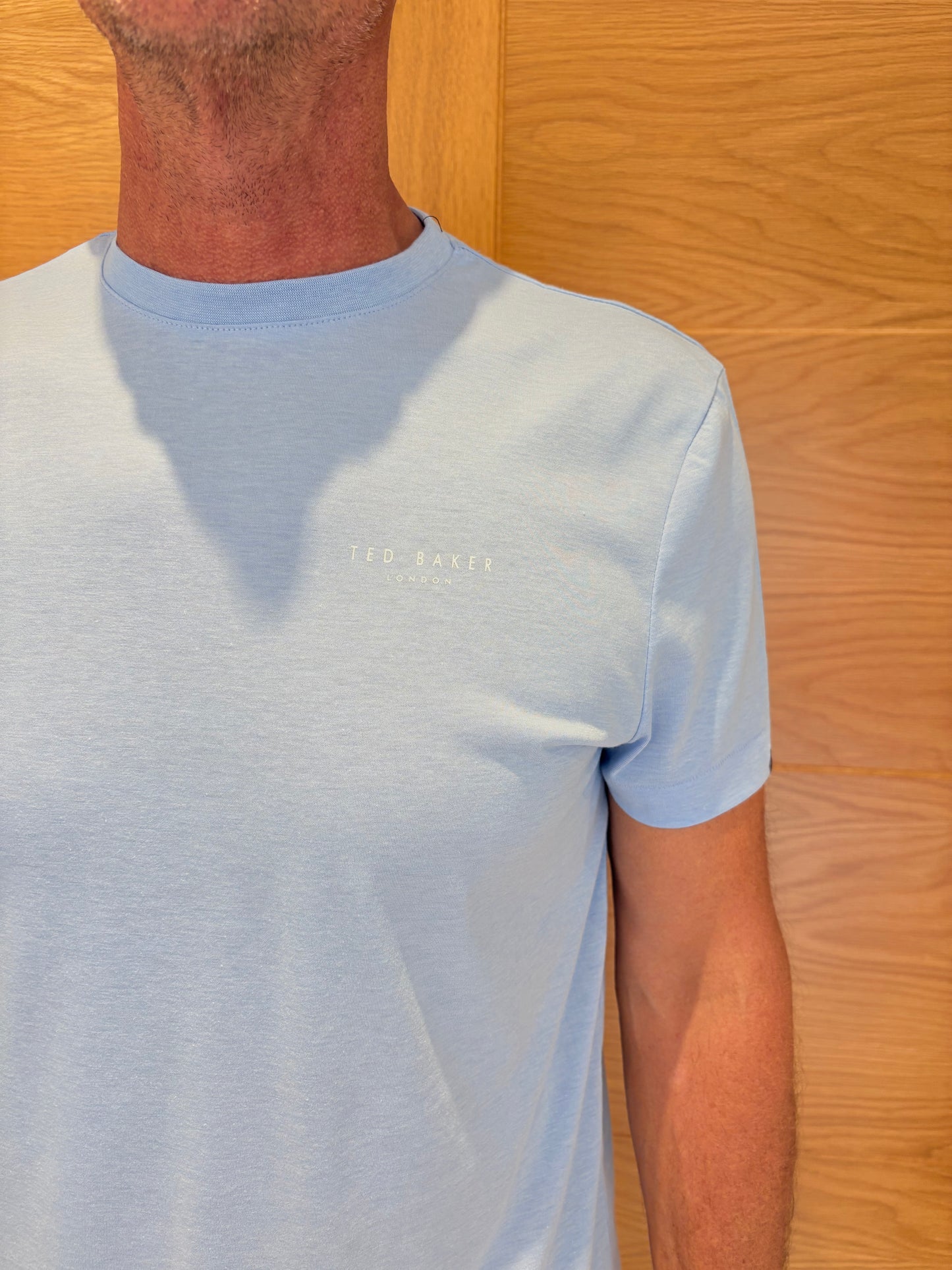 Ex Ted Baker Round Neck Mens T-Shirt Royal Sky Blue