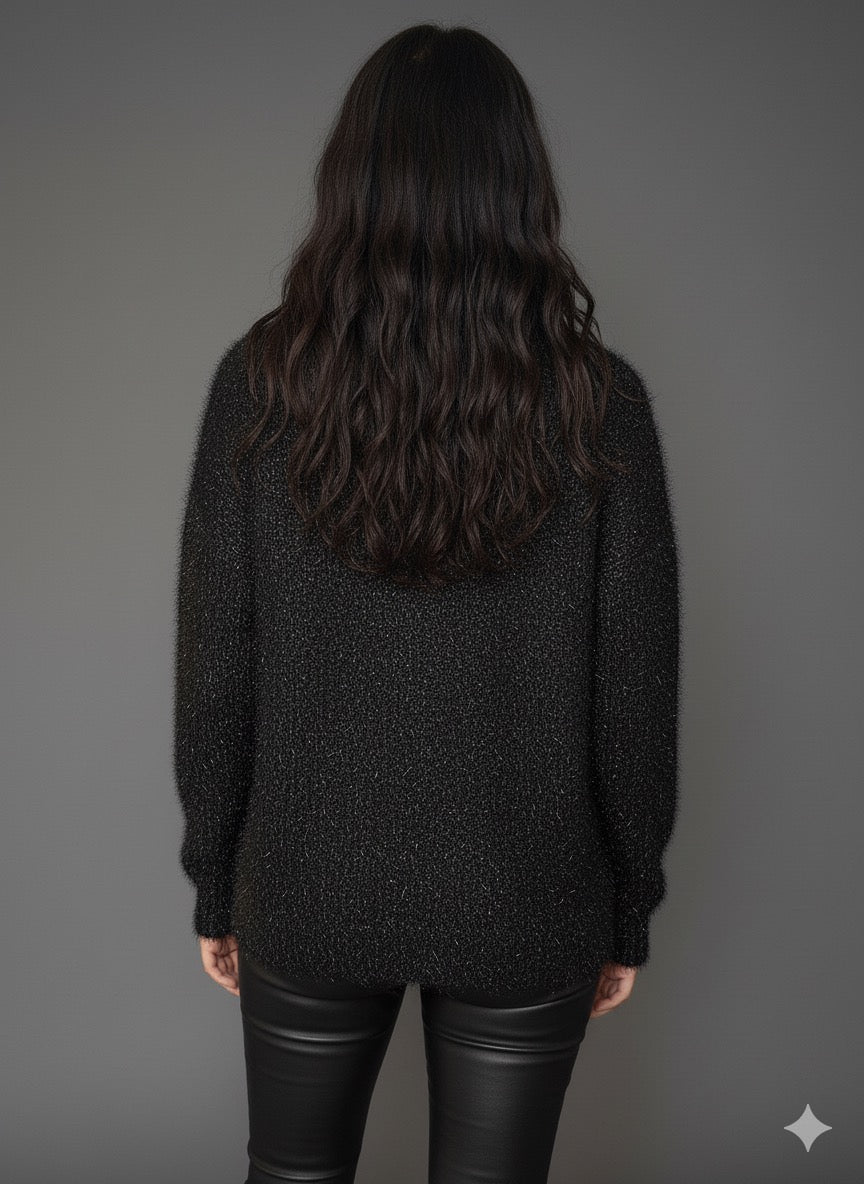 EX F&F Fluffy Sparkle Knit Black