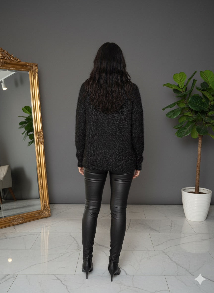 EX F&F Fluffy Sparkle Knit Black