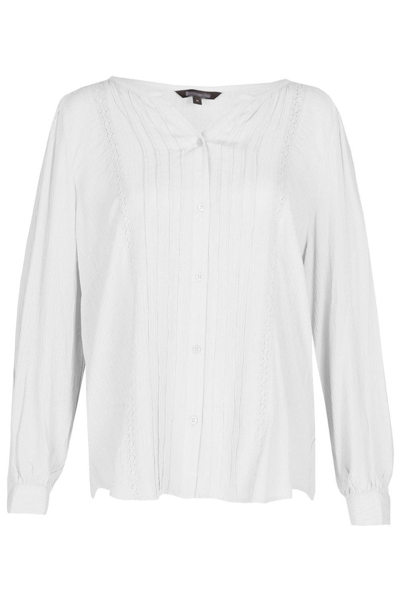 Famous Store Long Sleeve Pintuck Ivory Blouse