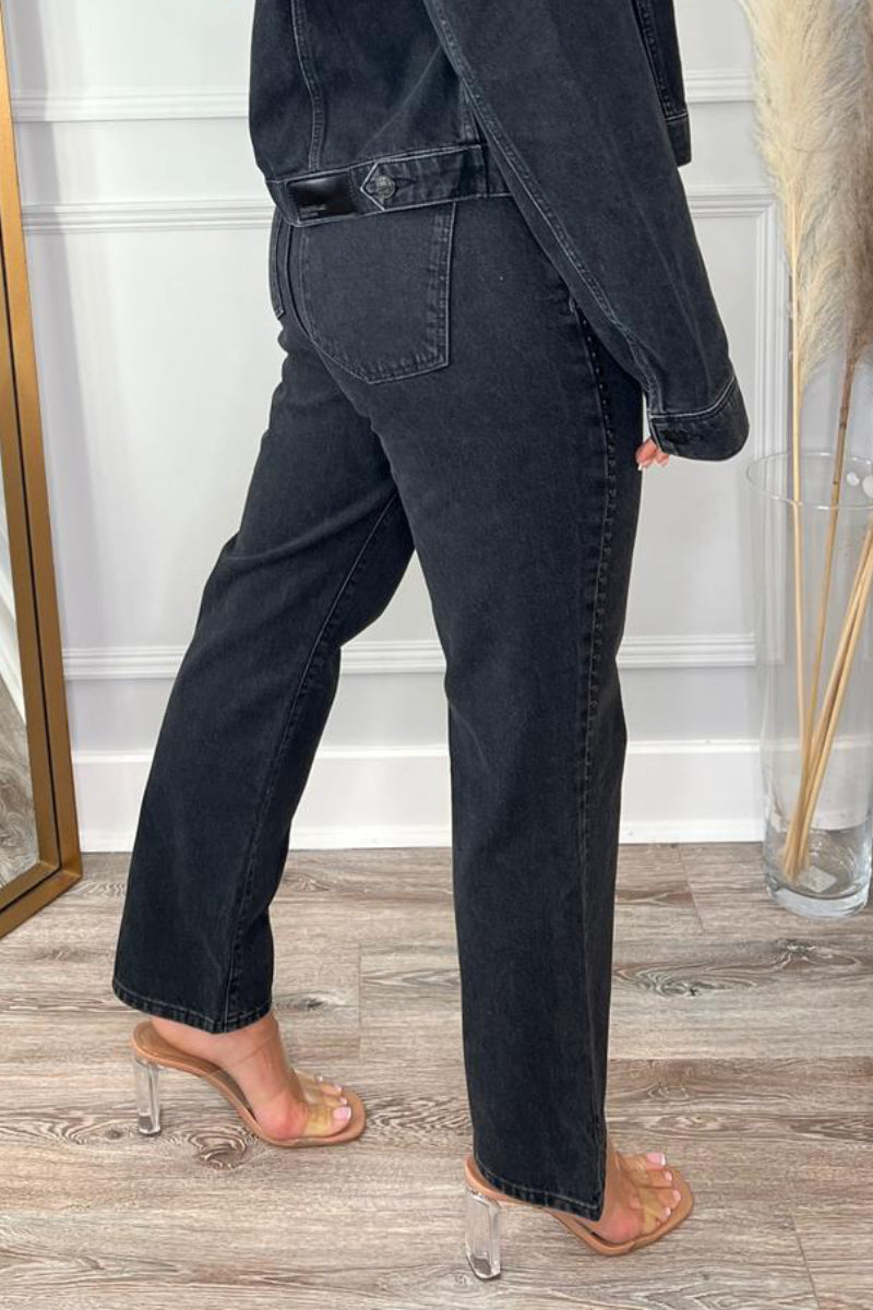 Ladies Straight Leg Black Denim Jeans