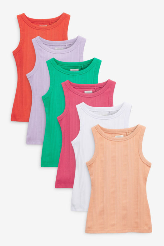 Famous Store Kids Multi 5 Pack Ribbed Vests