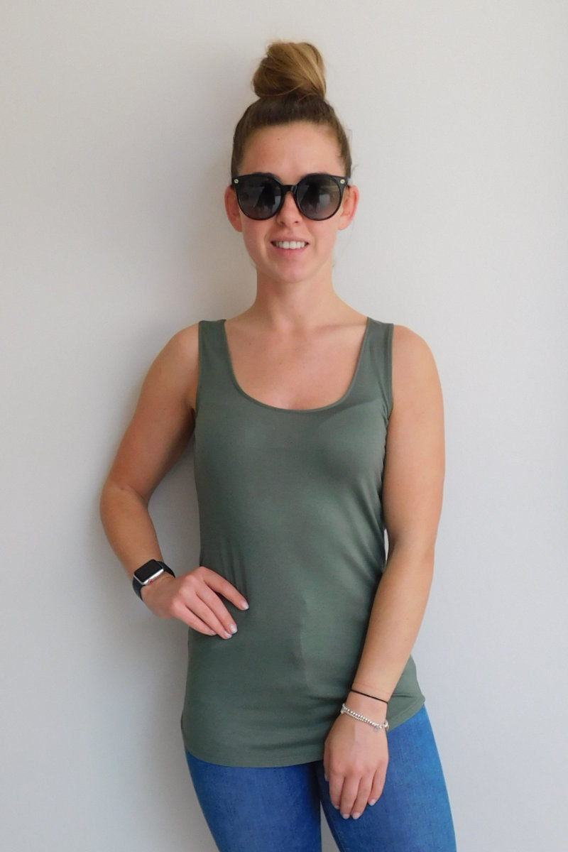 Ladies Khaki Vest Top