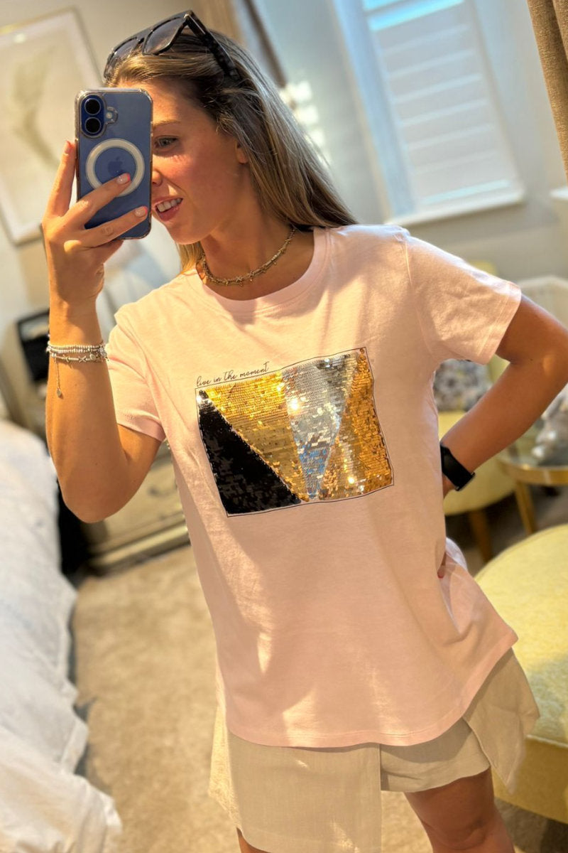 Paramour Sequin Live In The Moment T-Shirt - Multiple Colours