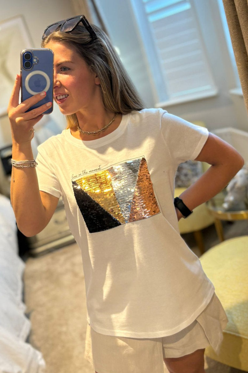 Paramour Sequin Live In The Moment T-Shirt - Multiple Colours