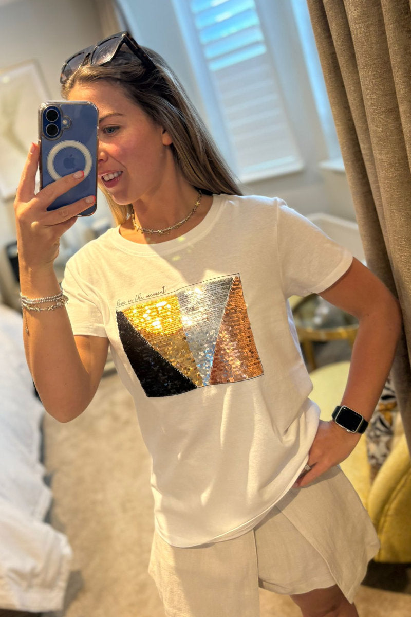 Paramour Sequin Live In The Moment T-Shirt - Multiple Colours