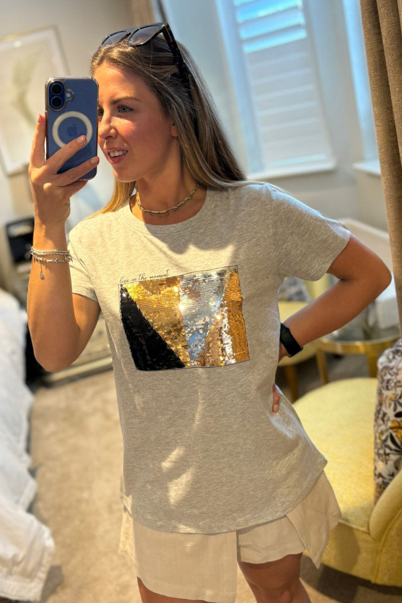 Paramour Sequin Live In The Moment T-Shirt - Multiple Colours