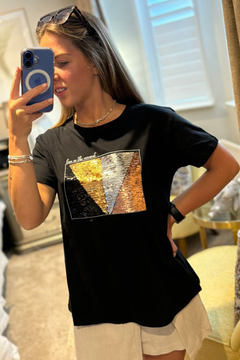 Paramour Sequin Live In The Moment T-Shirt - Multiple Colours