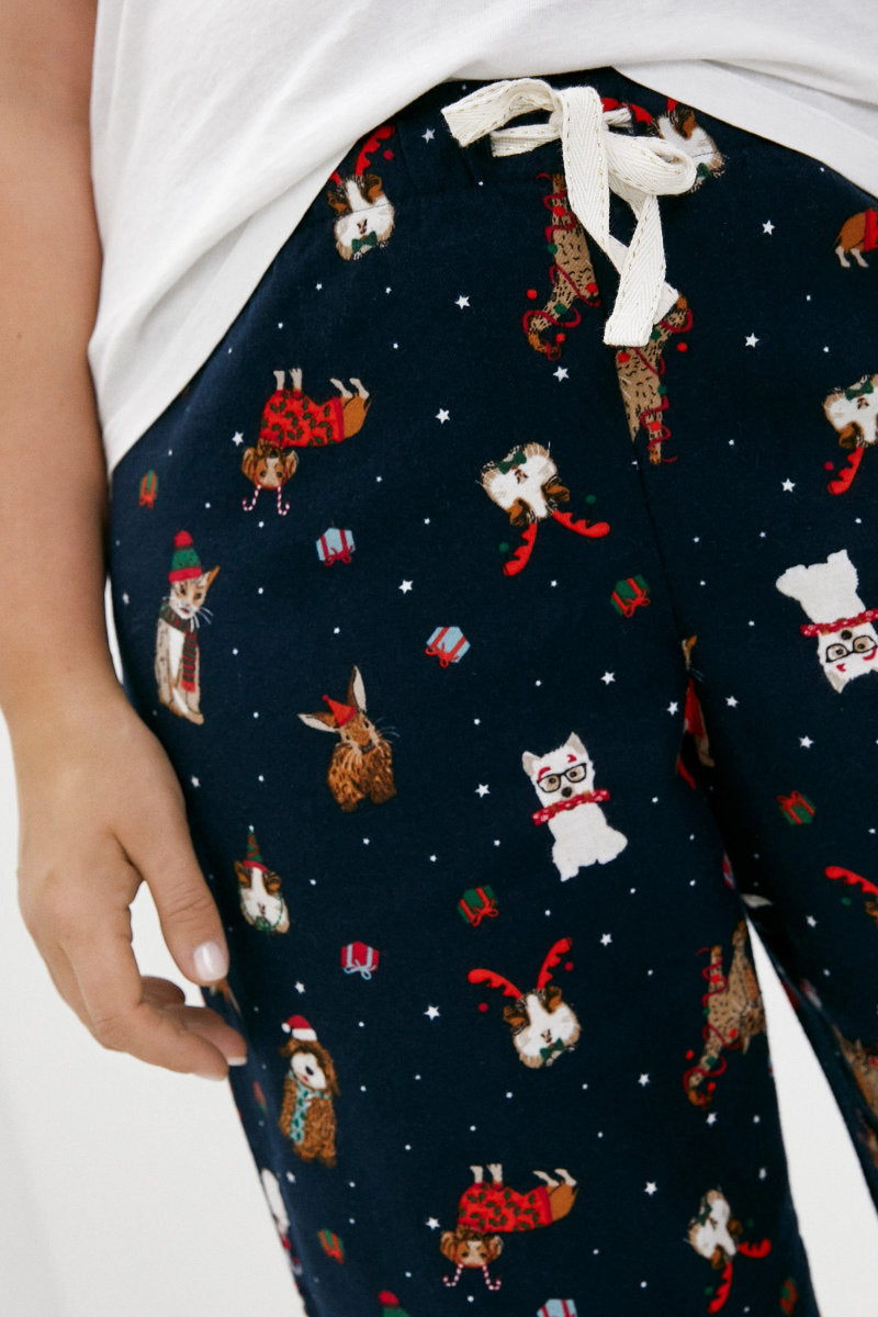 Famous Store Cotton Rich Santa Paws Christmas Lounge Bottoms