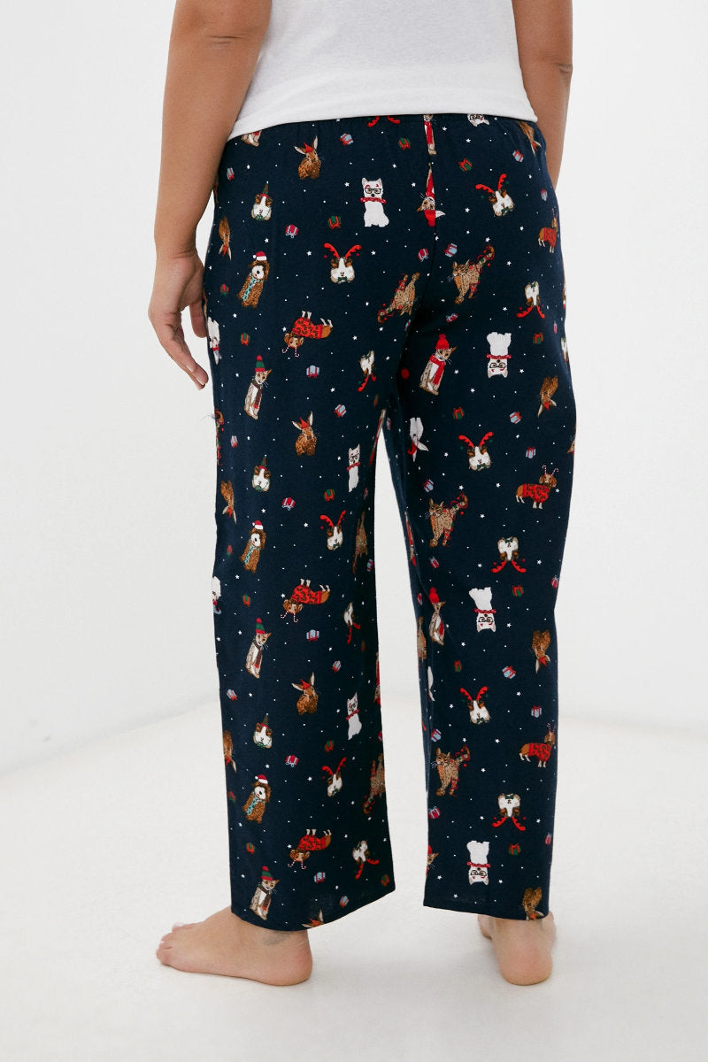 Famous Store Cotton Rich Santa Paws Christmas Lounge Bottoms