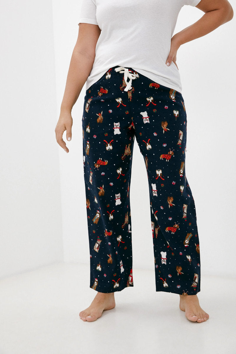 Famous Store Cotton Rich Santa Paws Christmas Lounge Bottoms