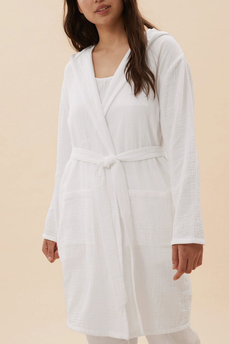 White hooded dressing gown womens sale