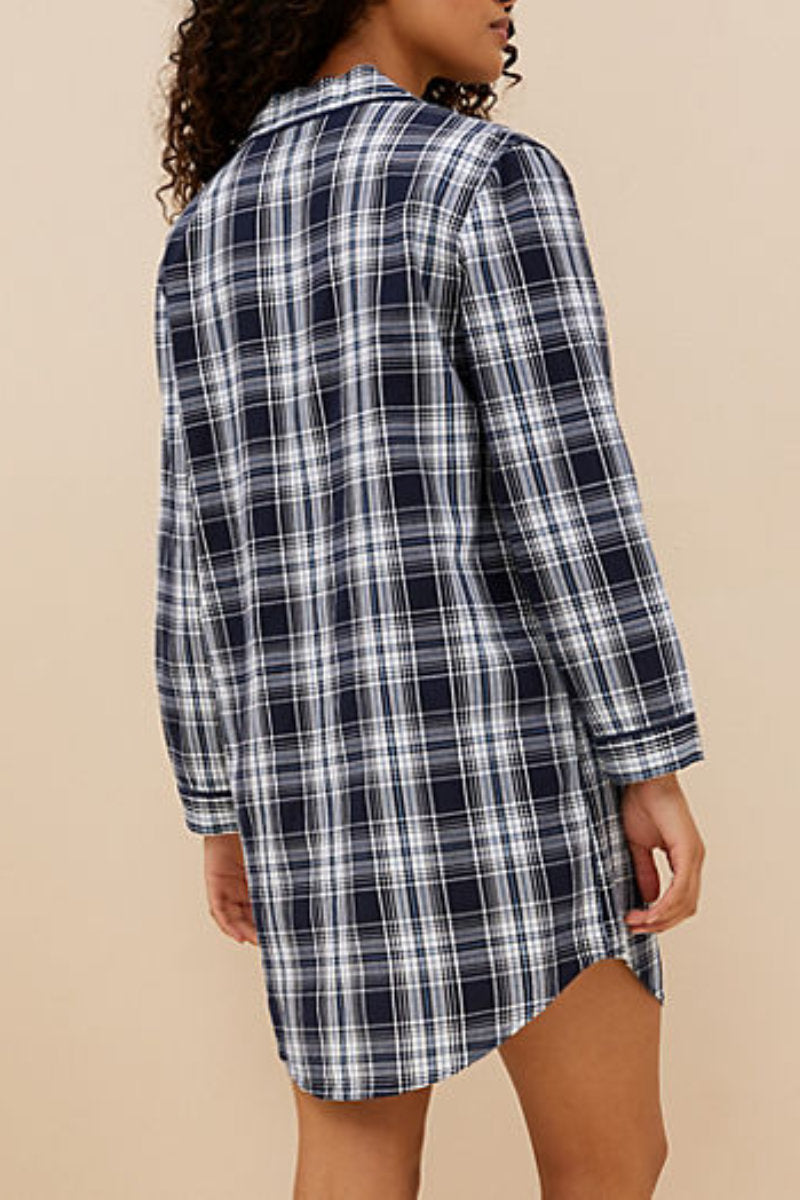Famous Store Checked Pure Cotton Nightshirt