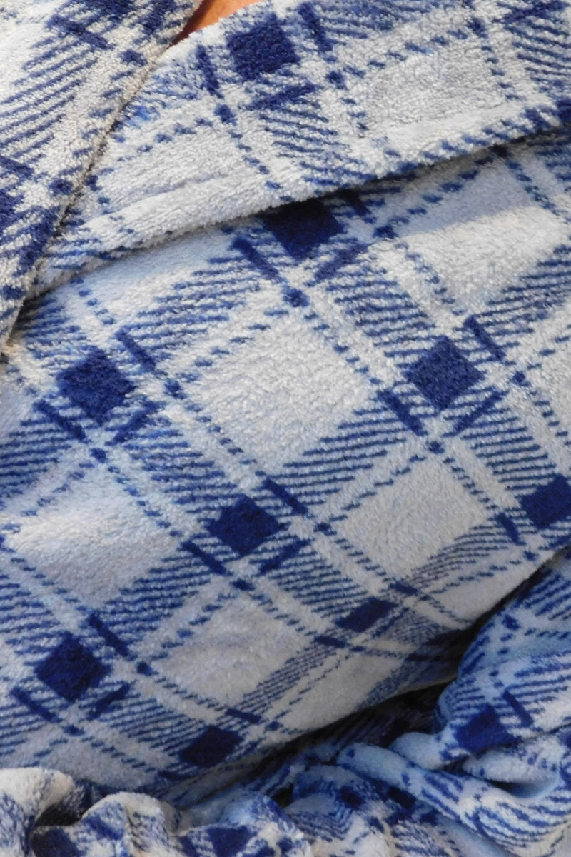 Men's Grey & Navy Check Robe
