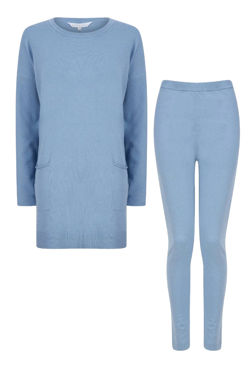Ninette 2PC Jersey Knit Lounge Set Blue