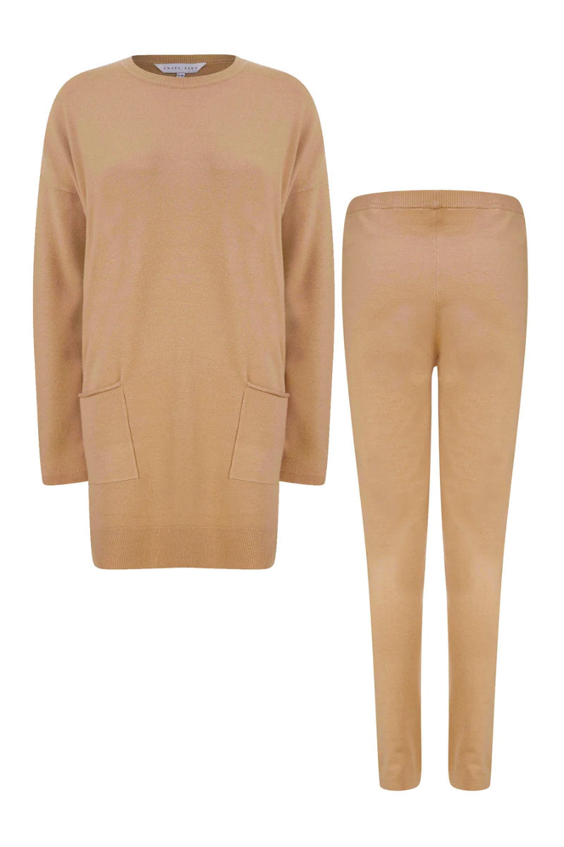 Ninette 2PC Jersey Knit Lounge Set Nougat Nut