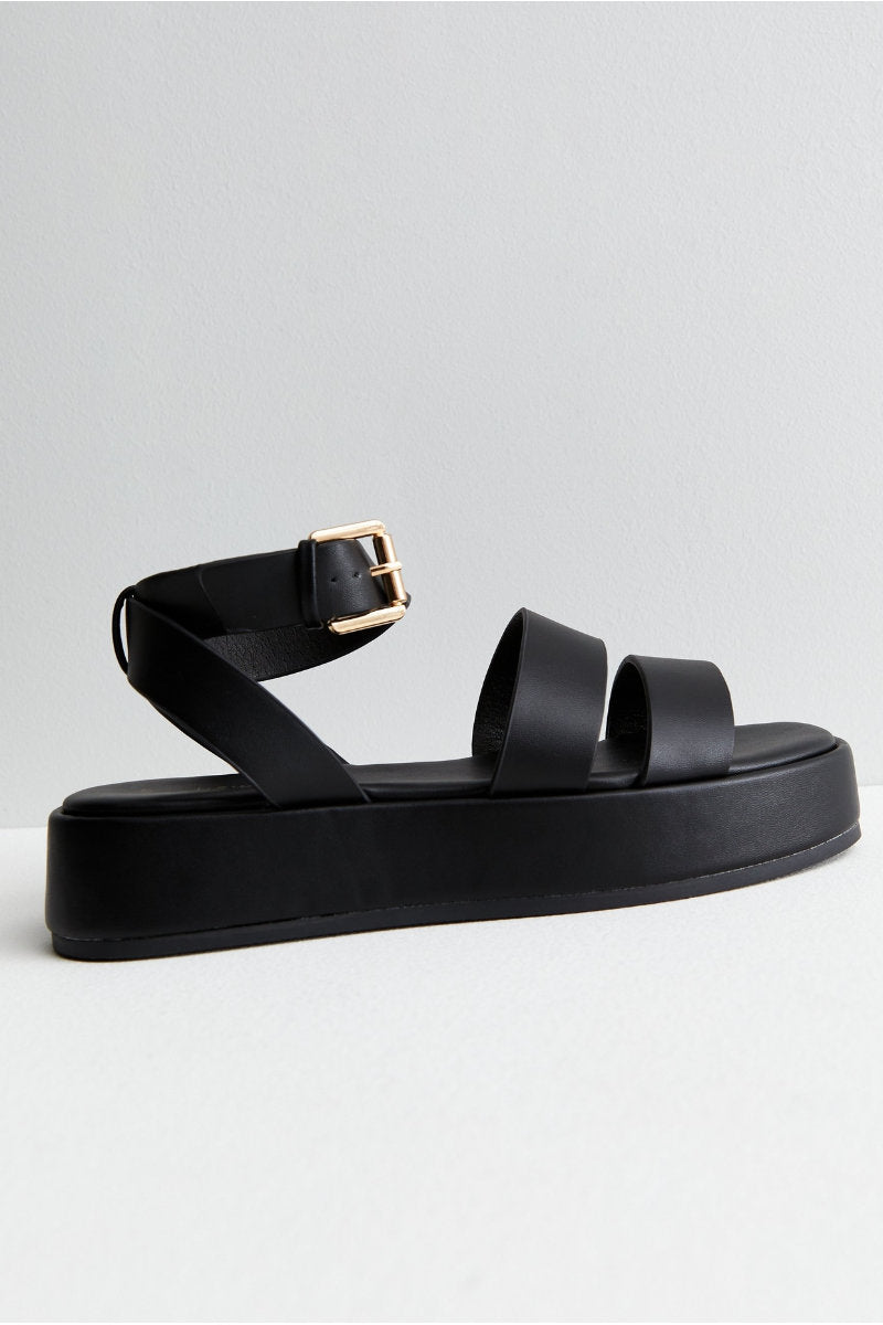 Ex Famous Store Black Gladiator Sandals