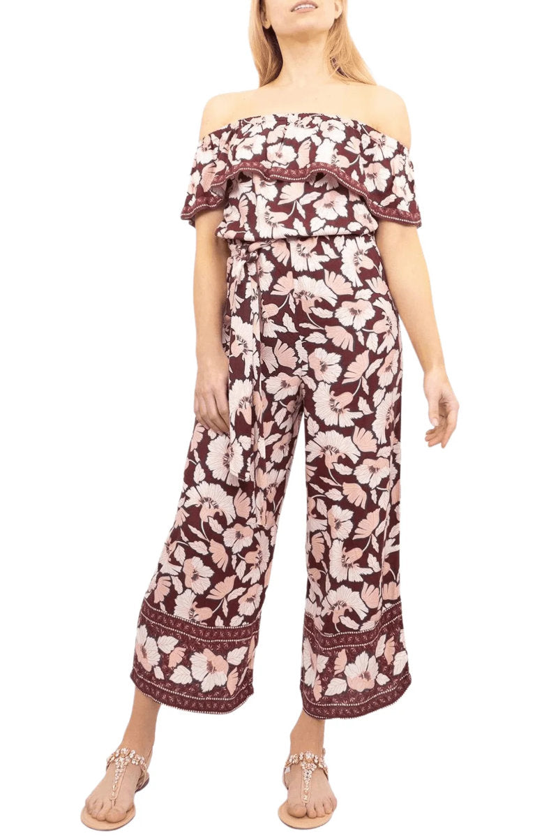 Famous Store Wide Leg Off Shoulder Floral Jumpsuit