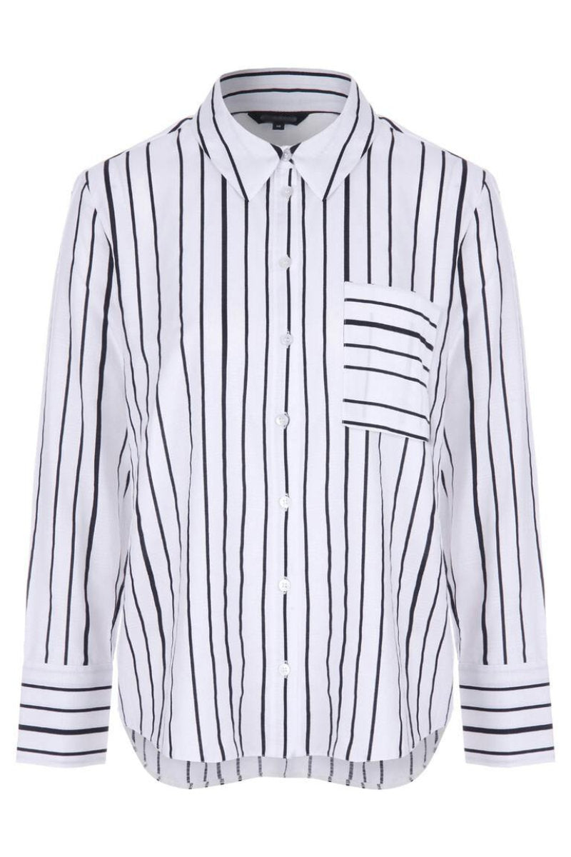 Famous Store Ladies Black & White Stripe Shirt