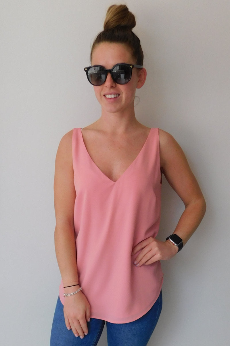 Ladies Peachy pink V-Neck Cami