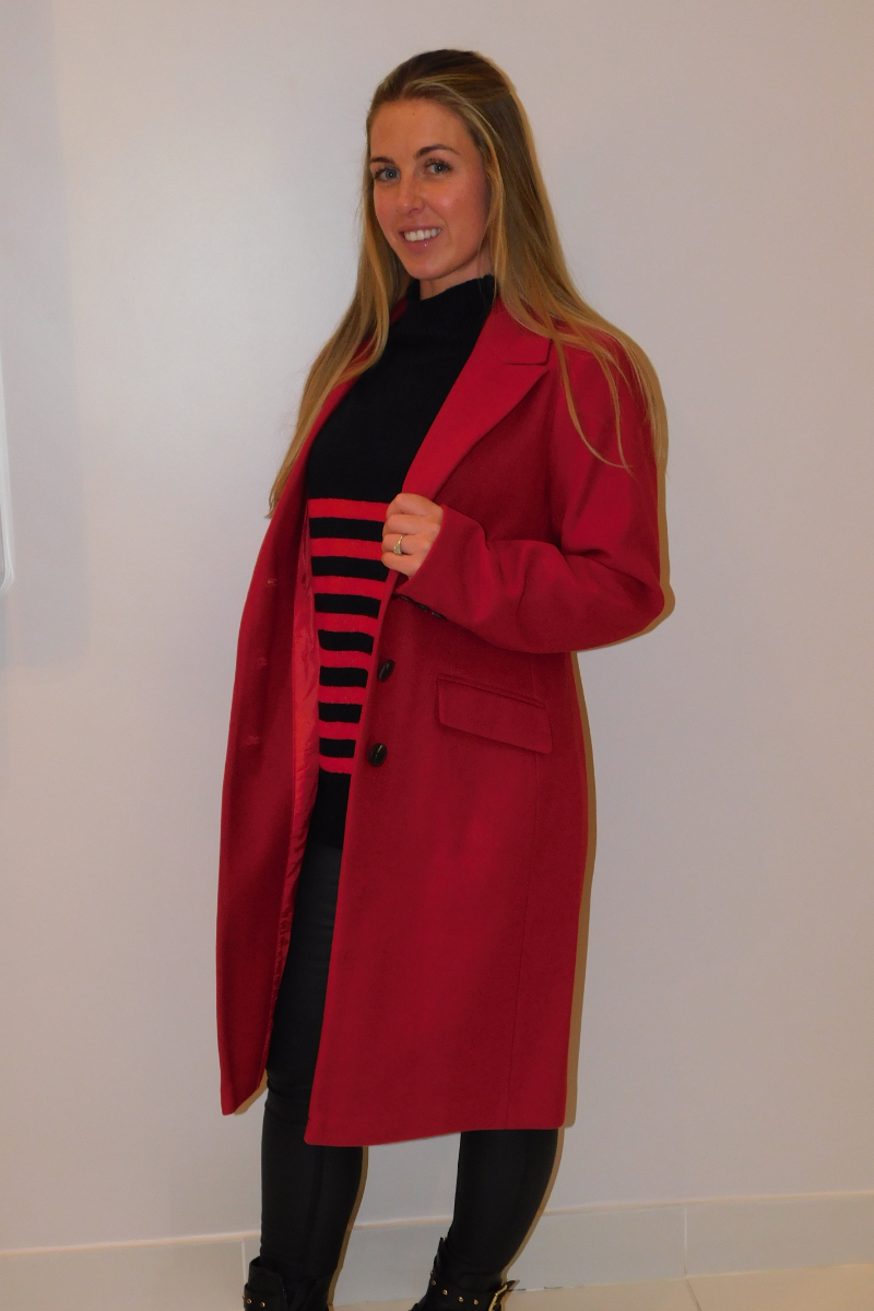 Famous Store Ladies Red Longline Coat