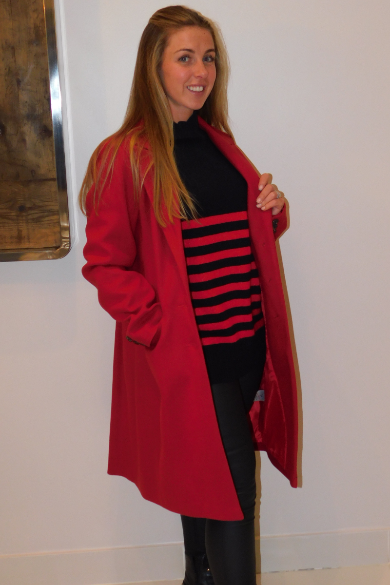 Famous Store Ladies Red Longline Coat