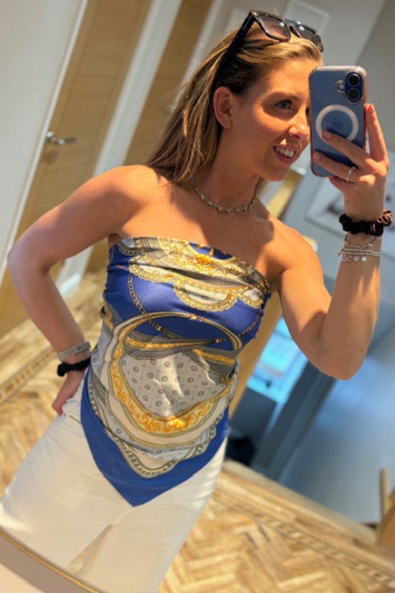 Blue Silk Scarf Top