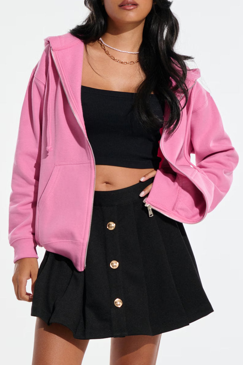 Ex-Sinsay Pink Zip Front Hoodie