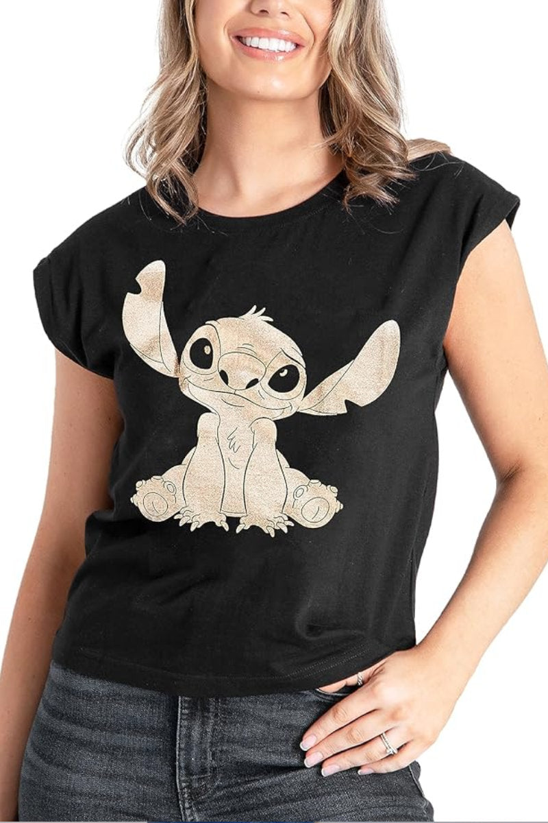 Official Disney Classics Stitch Gold & Black Sleeveless Top