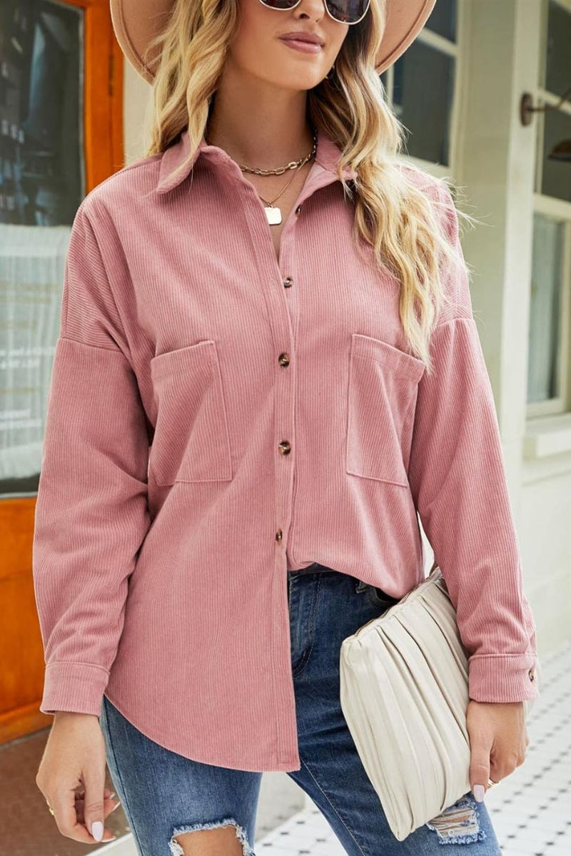 Famous Brand Ladies Corduroy Shirt Shacket