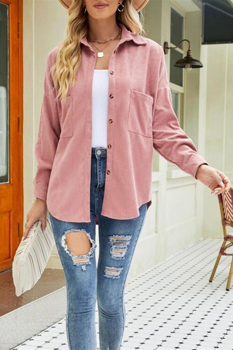 Famous Brand Ladies Corduroy Shirt Shacket