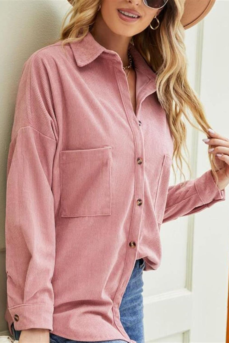 Famous Brand Ladies Corduroy Shirt Shacket
