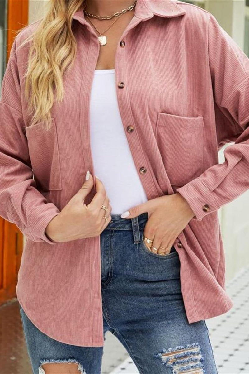 Famous Brand Ladies Corduroy Shirt Shacket
