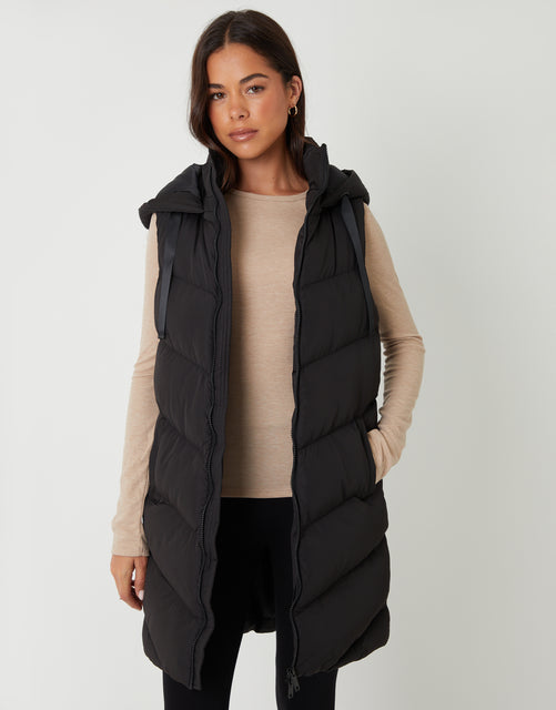 EX-Threadbare Longline Padded Black Gillet