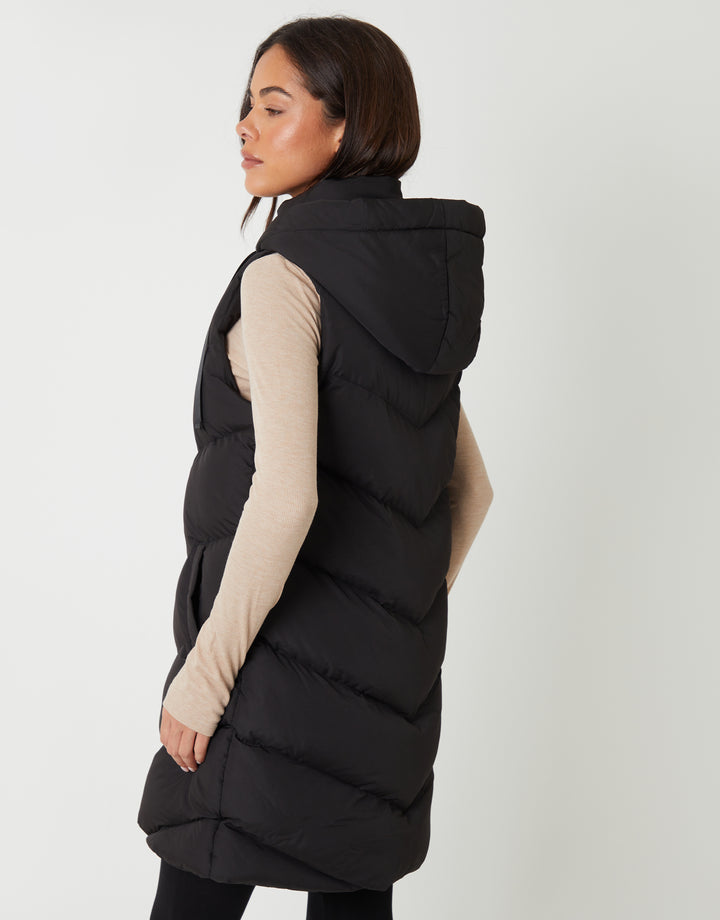 EX-Threadbare Longline Padded Black Gillet
