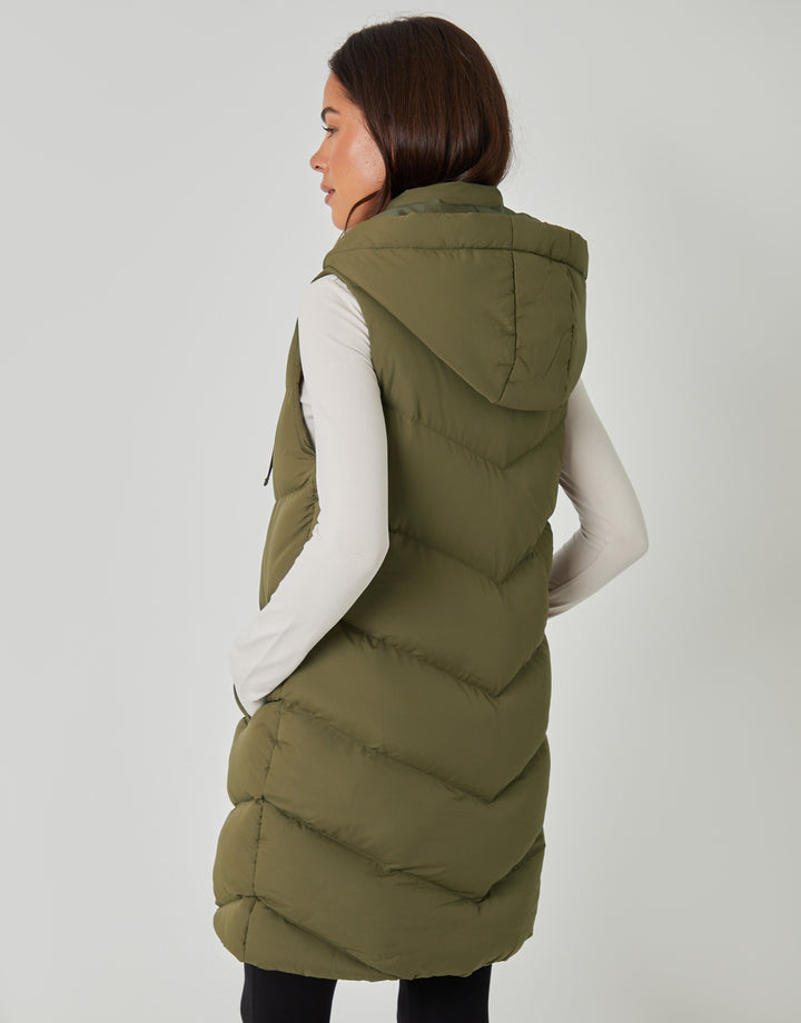 EX-Threadbare Longline Padded Khaki Gillet