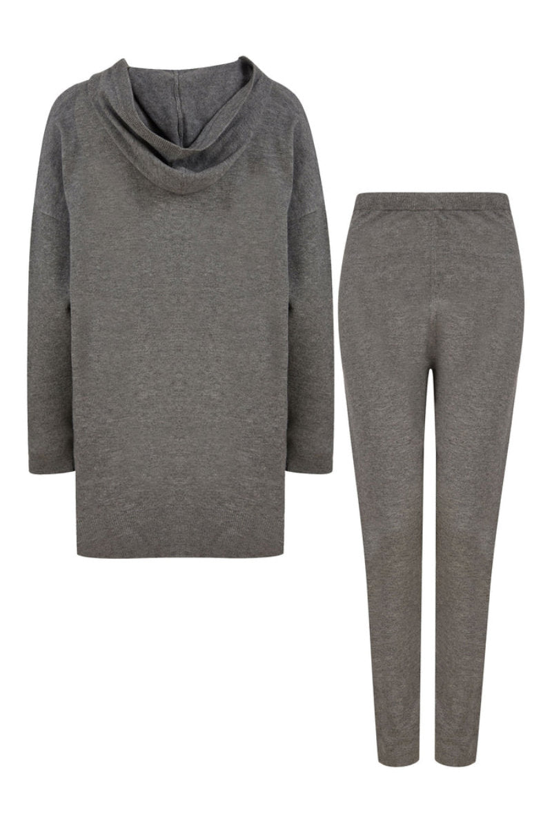 Fonteyn Star Motif Jersey Knit Lounge Set with Hood Charcoal