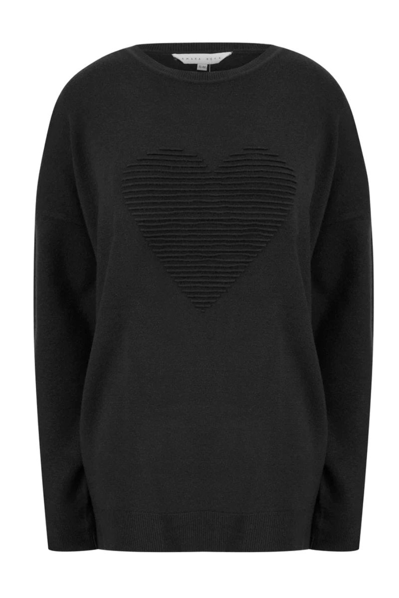 Darcey Love Heart Jersey Knit Lounge Set Black