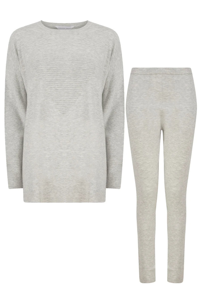 Darcey Love Heart Jersey Knit Lounge Set Silver Marl