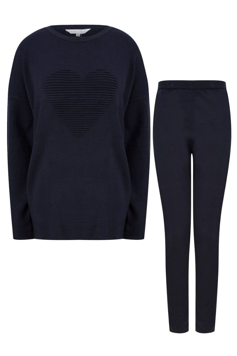 Darcey Love Heart Jersey Knit Lounge Set Navy