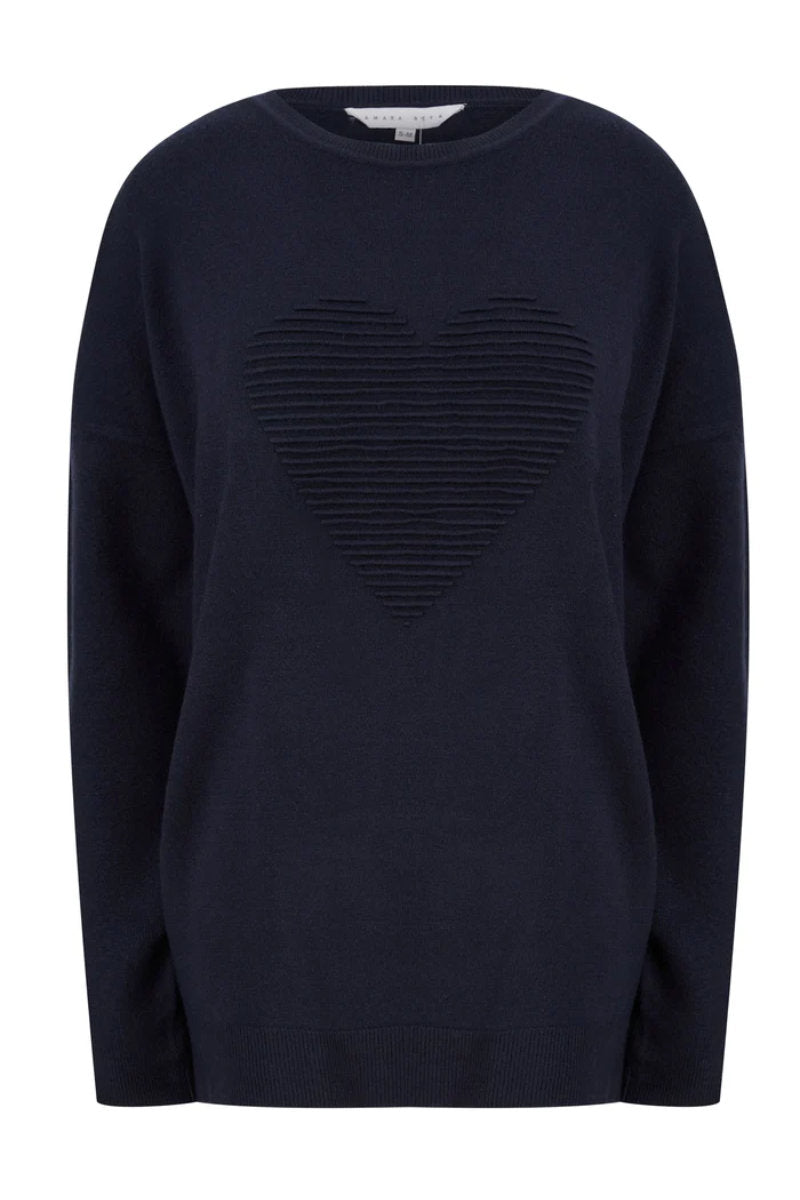 Darcey Love Heart Jersey Knit Lounge Set Navy