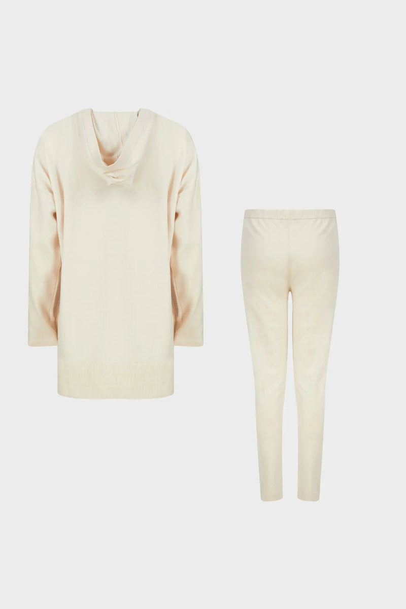Fonteyn Star Motif Jersey Knit Lounge Set with Hood Oyster