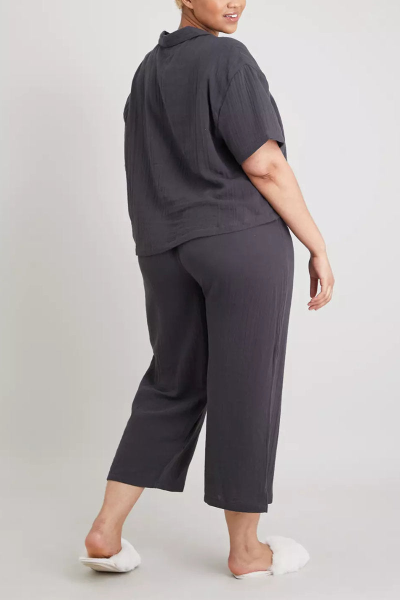 Ladies Double Cloth Traditional Pyjamas Charcoal