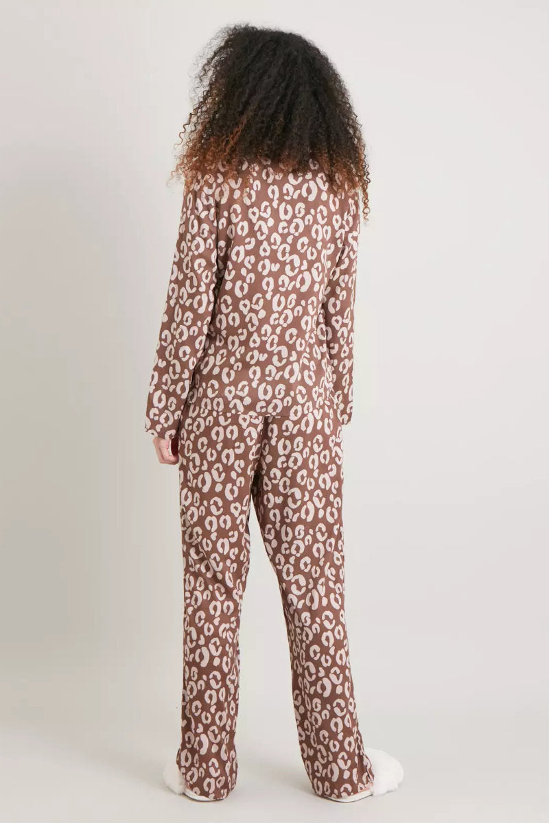 Ladies Leopard Print 2pc Pyjama Set