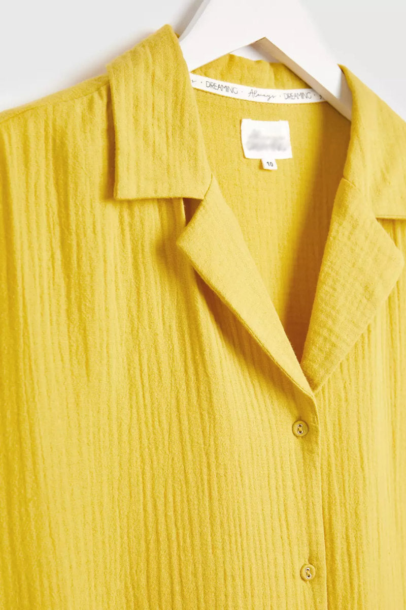 Ladies Double Cloth Traditional Pyjamas Mustard