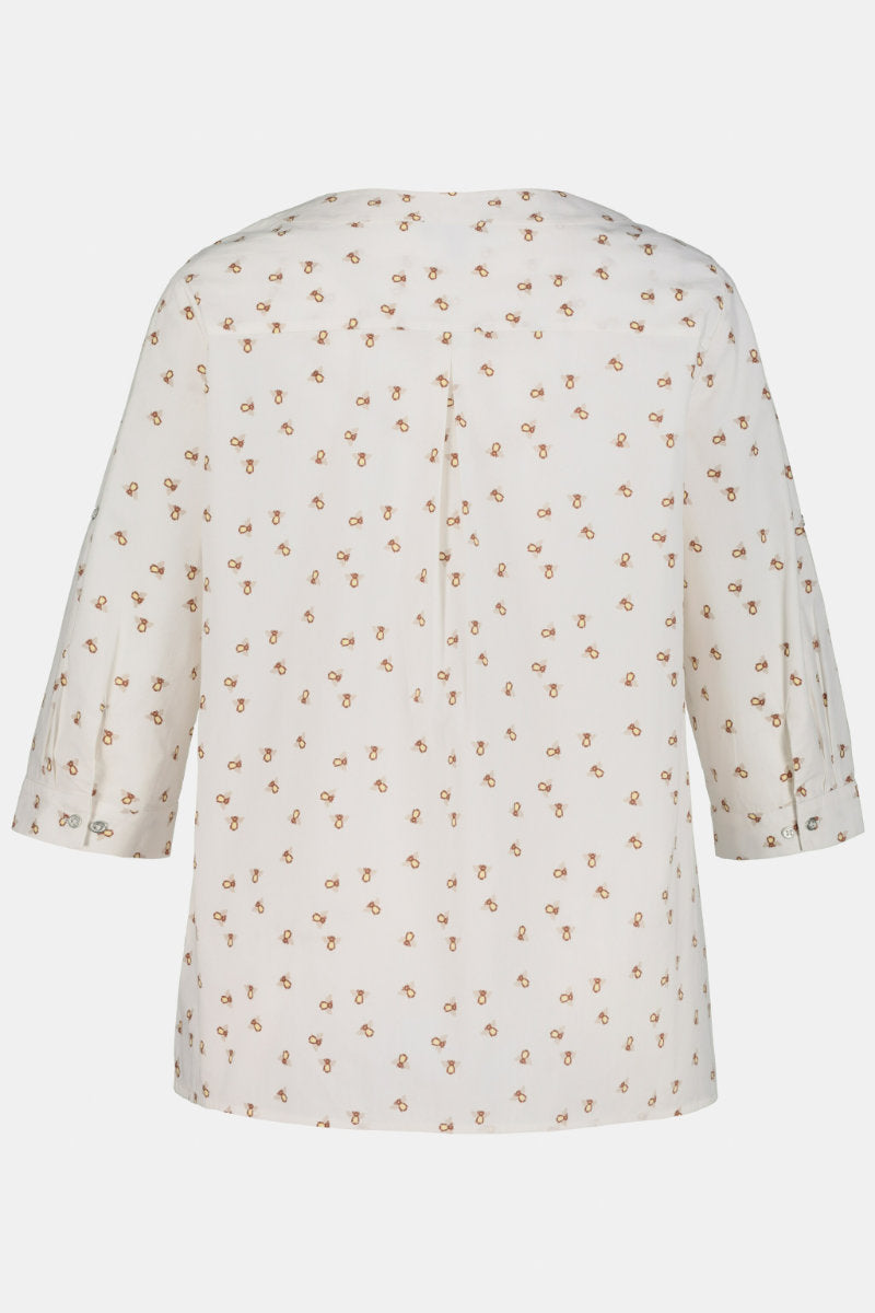 Ex Ulla Popken Bee Print Ivory Tunic Top