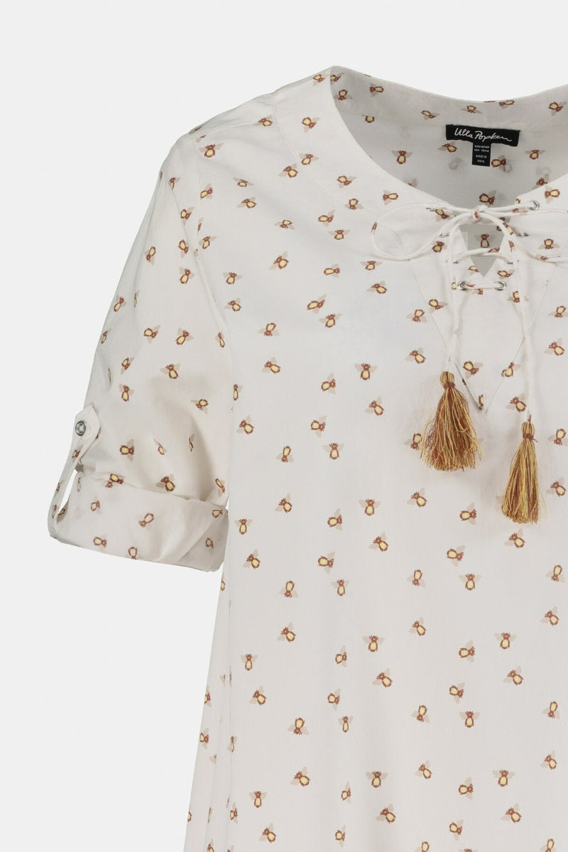 Ex Ulla Popken Bee Print Ivory Tunic Top