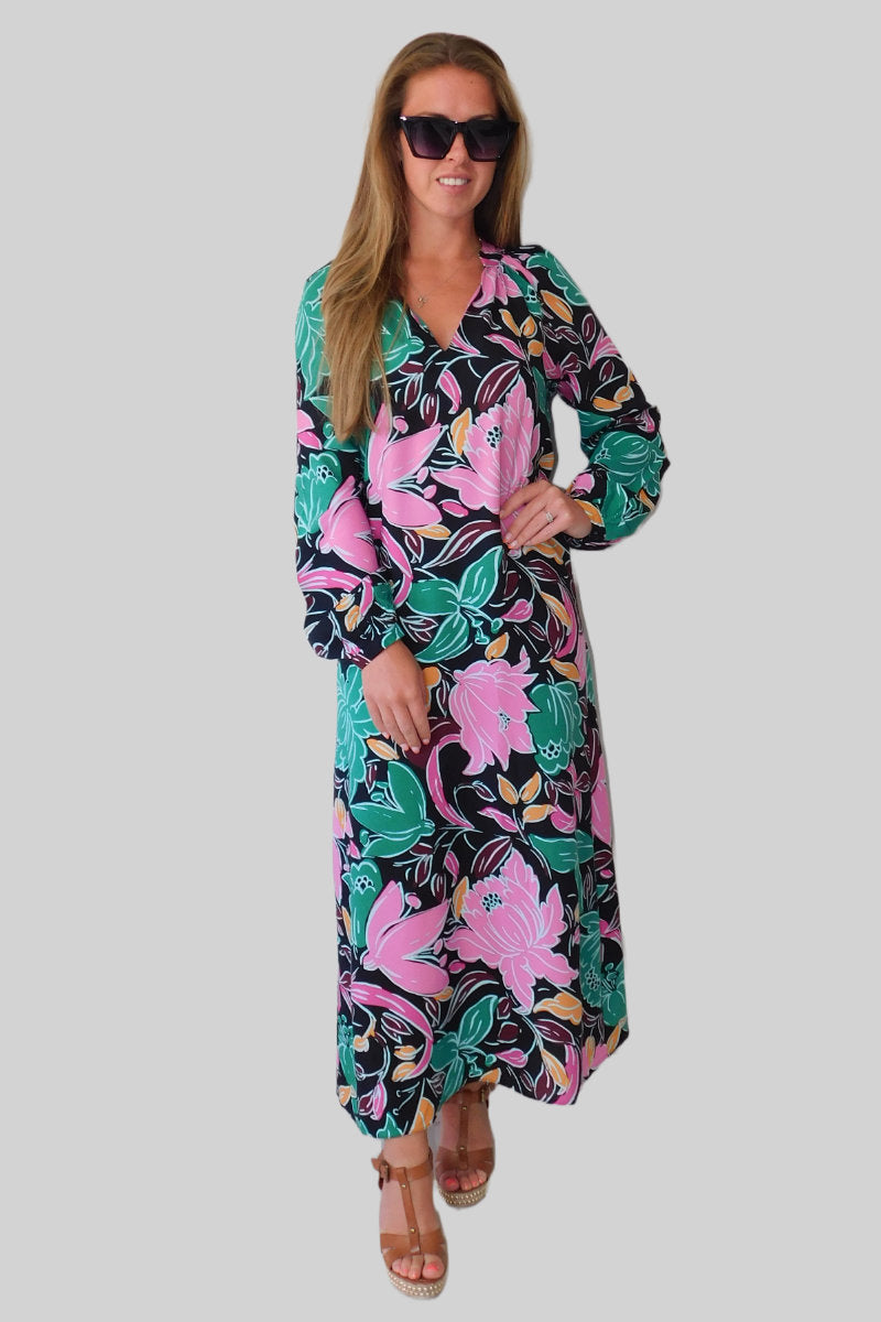 Famous Store Vibrant Printed Midi Dress