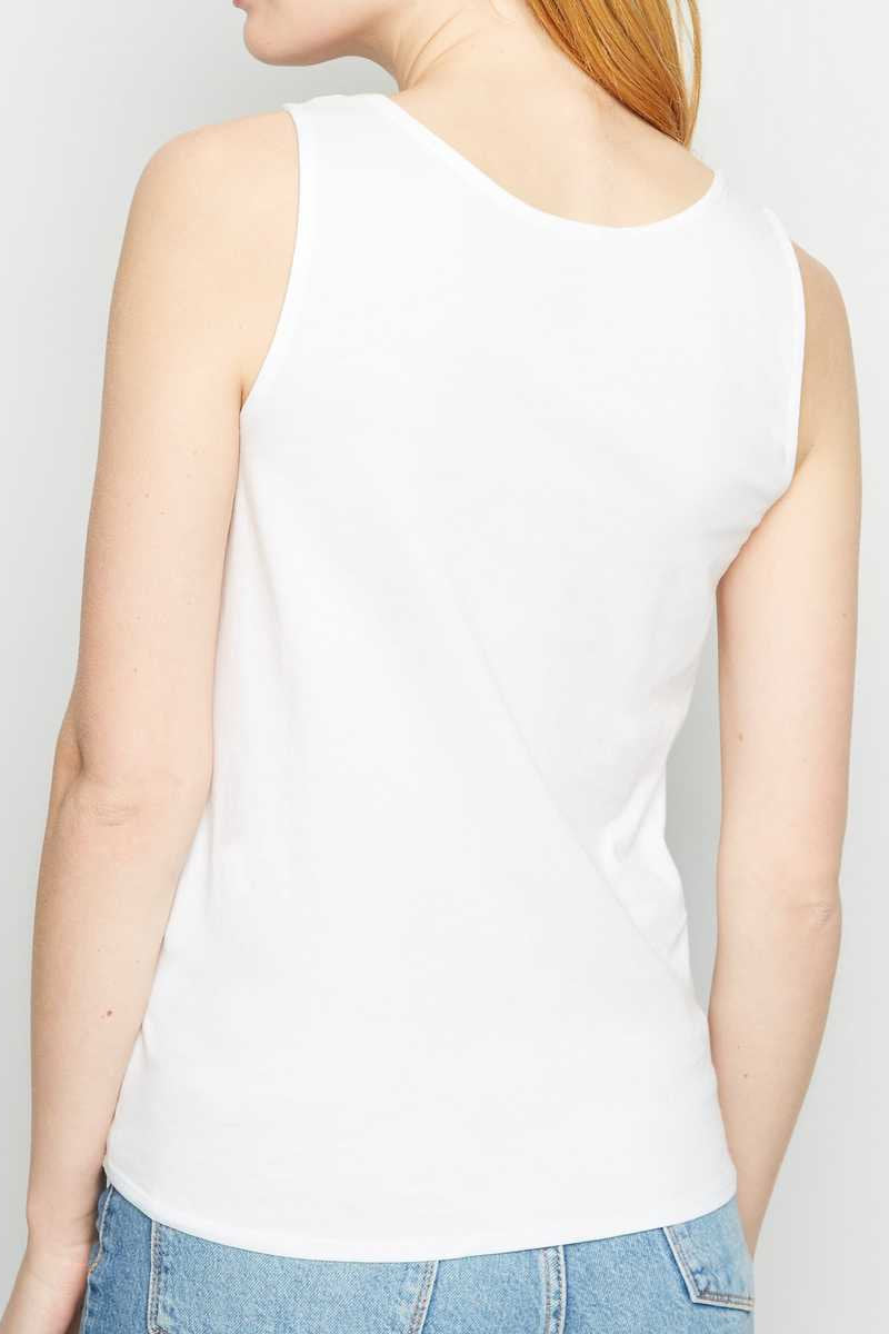Famous Brand White Tie Front Vest Top